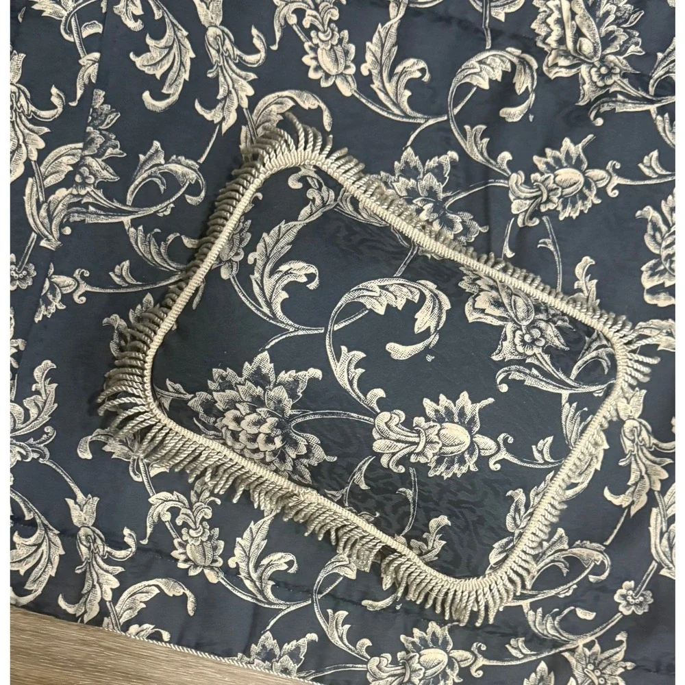 Croscill King Pillow Shams Throw Pillow Navy‎ Gold Damask Set Hollywood Regency